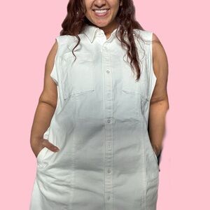 ✨banana republic button-down sleeveless dress - white✨